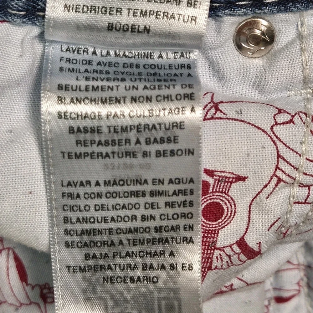 True Religion Acid Wash Ricky Straight Distressed Flap Pocket Size 33 (34x34)